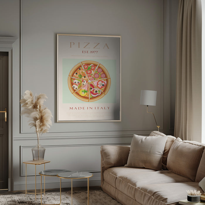 Pizza est. 1977 Framed Art Modern Wall Decor