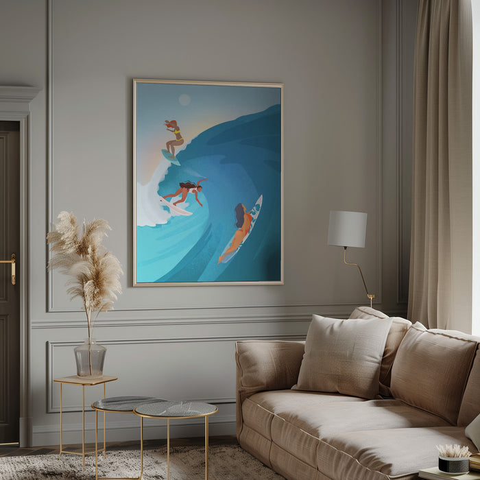 Surfers Framed Art Wall Decor