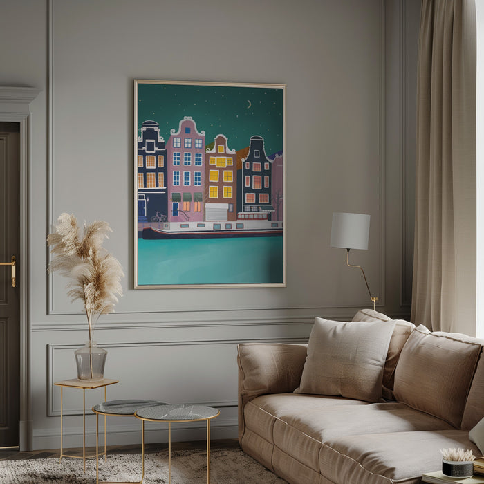 Amsterdam by night Framed Art Modern Wall Decor