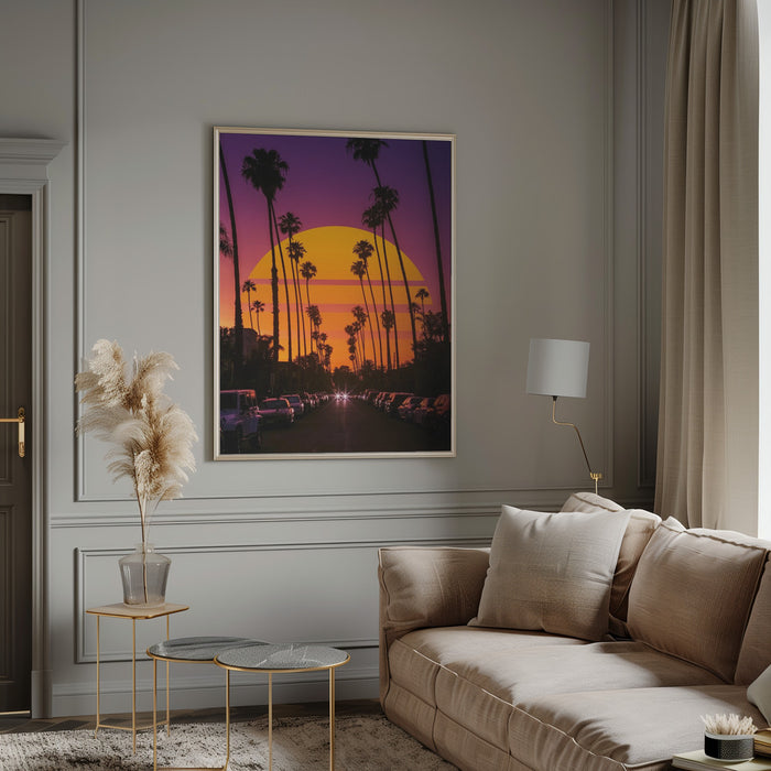 Retro Sunset Framed Art Modern Wall Decor