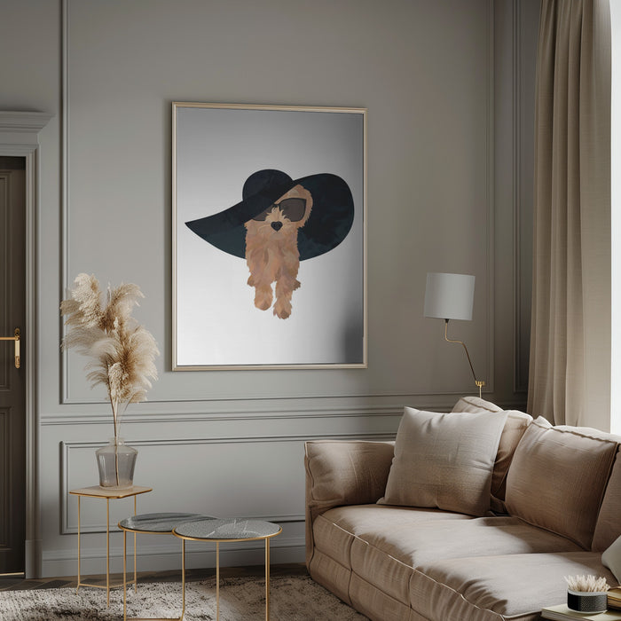 Cockapoo Sun Hat Framed Art Wall Decor