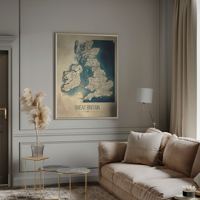 Great Britain map Framed Art Wall Decor