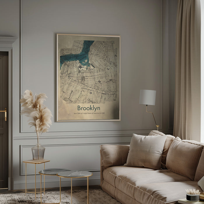 Brooklyn map Framed Art Modern Wall Decor