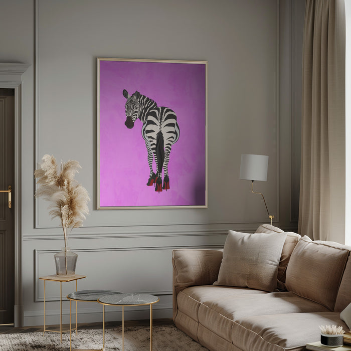 Zebra Shoes pink Framed Art Wall Decor