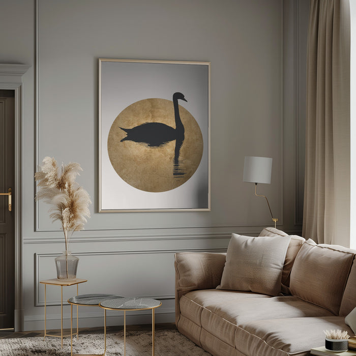 The Swan Gold Framed Art Wall Decor