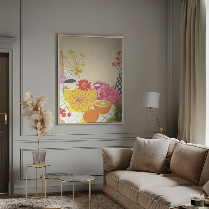 Citrus and flowers Framed Art Modern Wall Decor