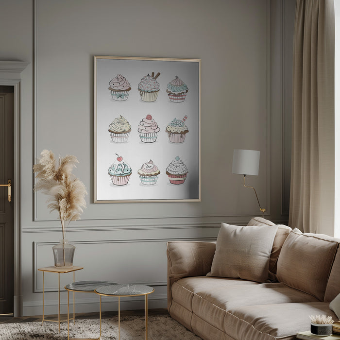 Cupcakes Framed Art Modern Wall Decor