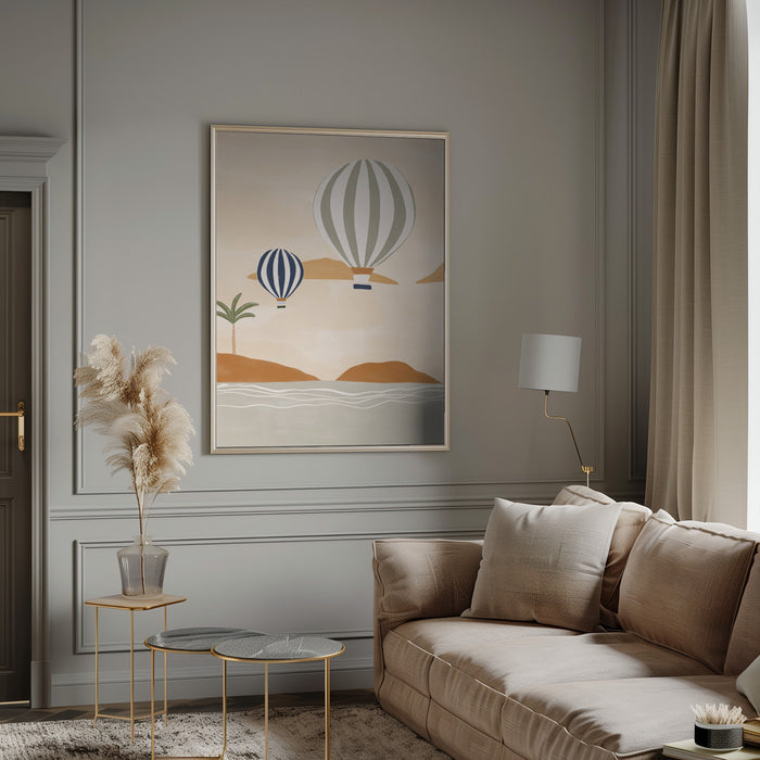 Airballoons In Dessert Framed Art Modern Wall Decor