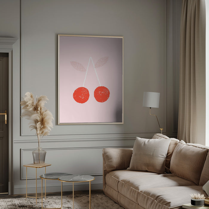 Cherries Framed Art Modern Wall Decor