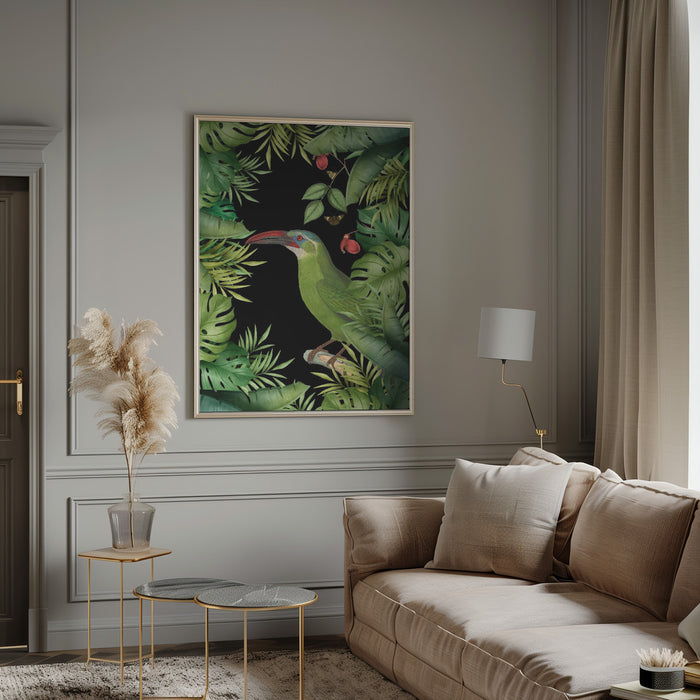 Jungle With Green Toucan Framed Art Modern Wall Decor