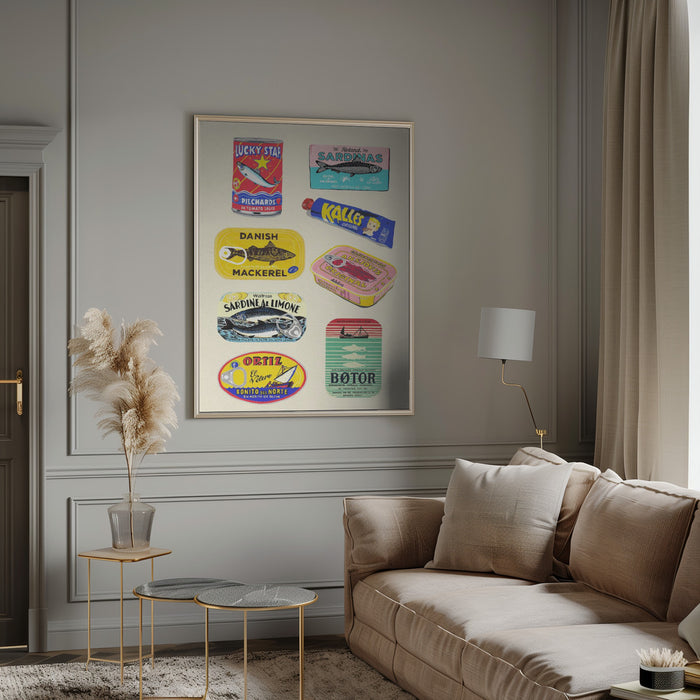 Canned Fish Framed Art Wall Decor