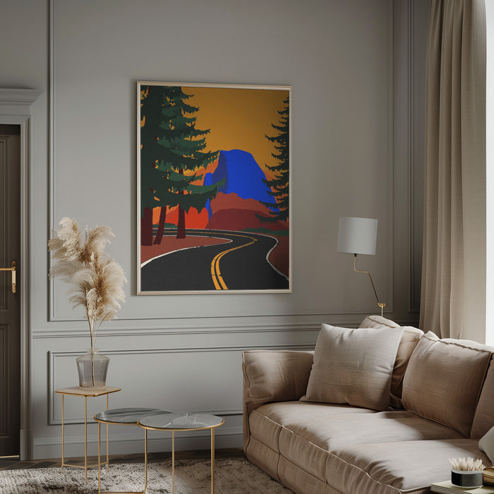 Clacier Road With Half Dome Framed Art Modern Wall Decor