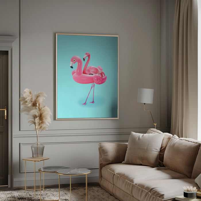 Flamingo on Resort Framed Art Modern Wall Decor