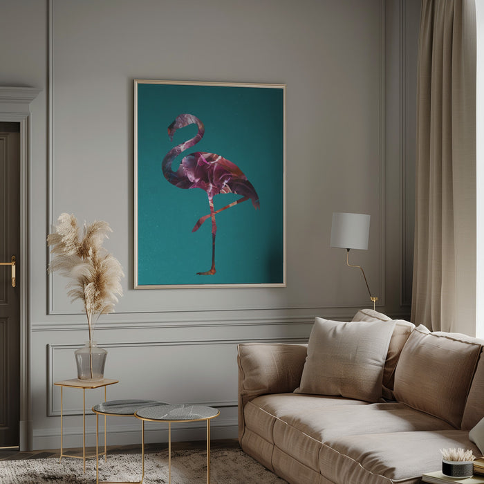 Flamingo Pink and Green Framed Art Wall Decor