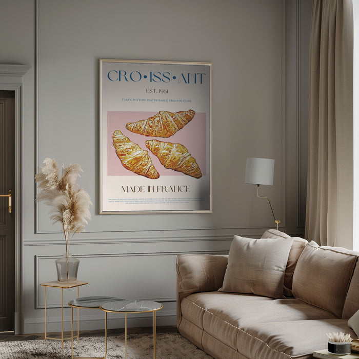 Croissant Print Framed Art Wall Decor