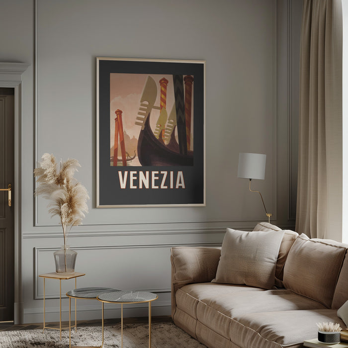 Venezia Poster Dark Framed Art Modern Wall Decor