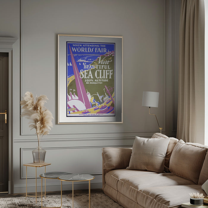 When Attending the Worlds Fair, Visit Beautiful Sea Cliff Framed Art Modern Wall Decor