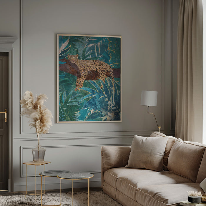 Lazy Leopard in the jungle Framed Art Modern Wall Decor