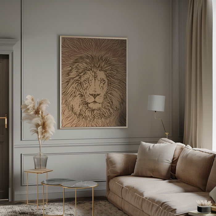 Lion Face King of the Beasts Framed Art Wall Decor