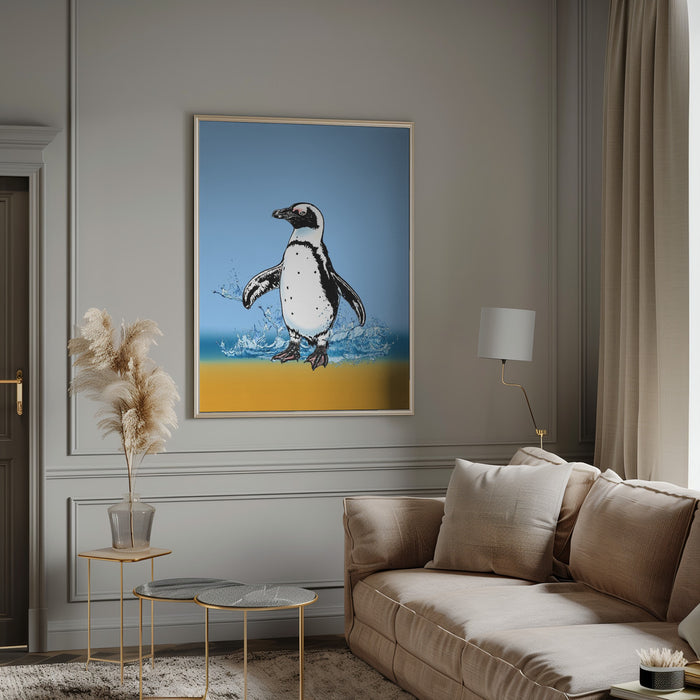 Penguin Splish Splash Framed Art Wall Decor