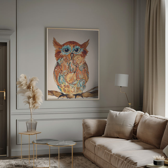 Wise Owl 2 Framed Art Modern Wall Decor