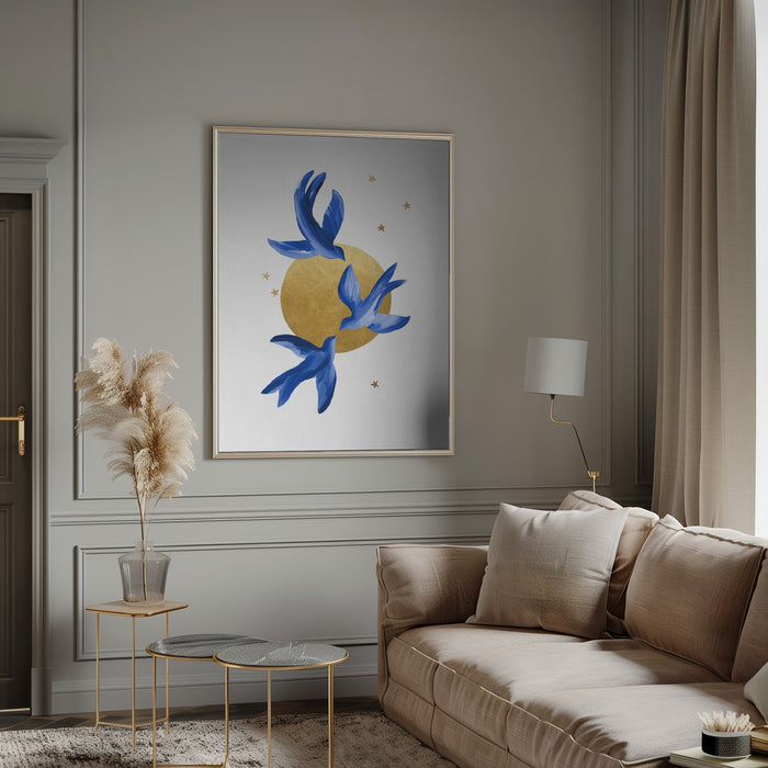 Blue Birds Framed Art Wall Decor