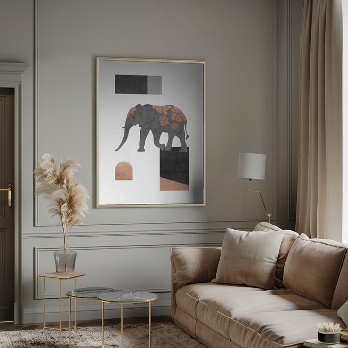 Elephant Mosaic II Framed Art Wall Decor