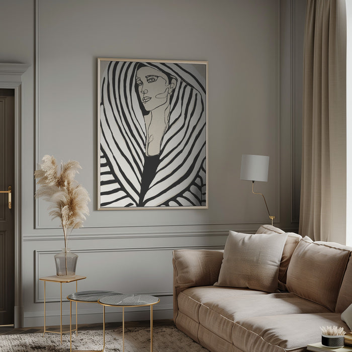 Striped Coat Framed Art Modern Wall Decor