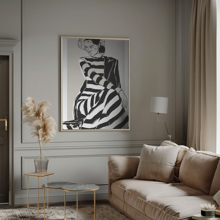 Striped Dress Framed Art Modern Wall Decor