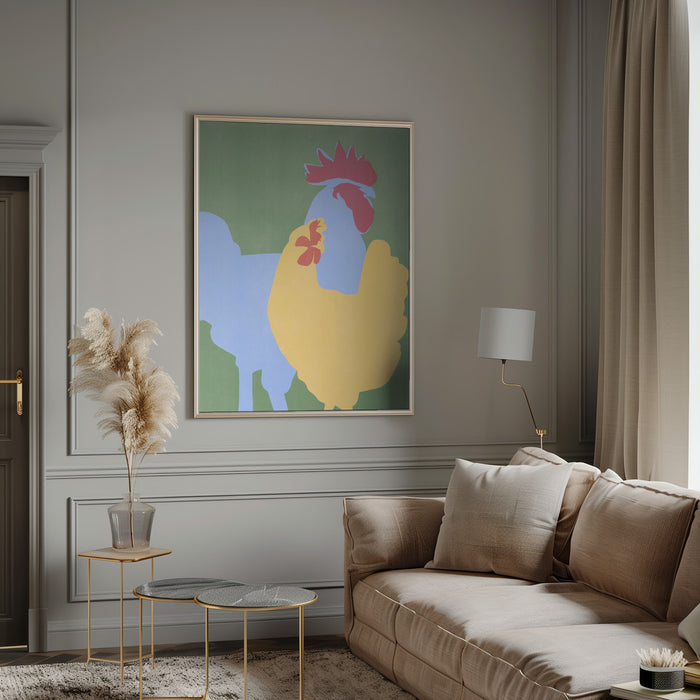 Farm Chicken Framed Art Modern Wall Decor