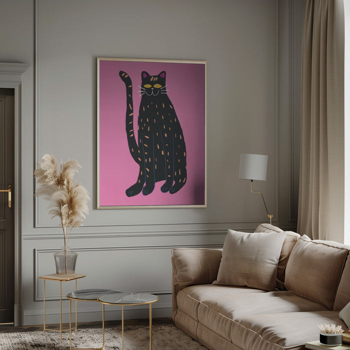 Black cat Framed Art Wall Decor