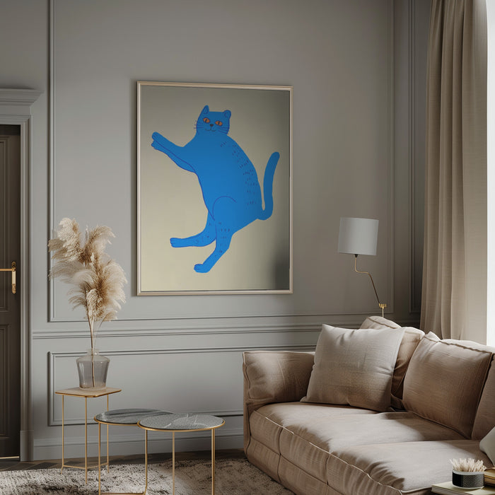 Blue cat Framed Art Modern Wall Decor