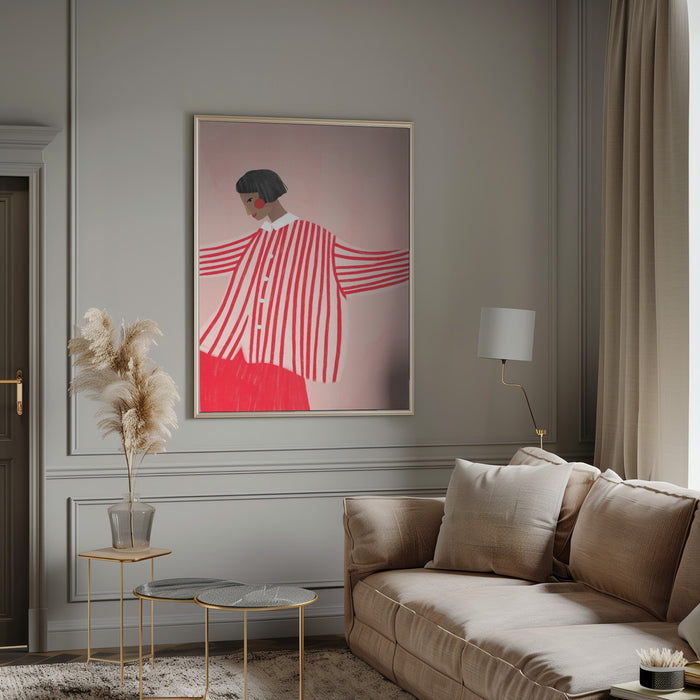 The Woman With the Red Stripes Framed Art Wall Decor