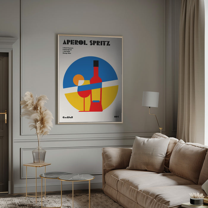 Aperol Spritz Cocktail Bauhaus Art Print Framed Art Modern Wall Decor