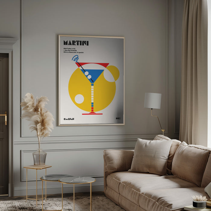 Martini Bauhaus Cocktail Framed Art Modern Wall Decor