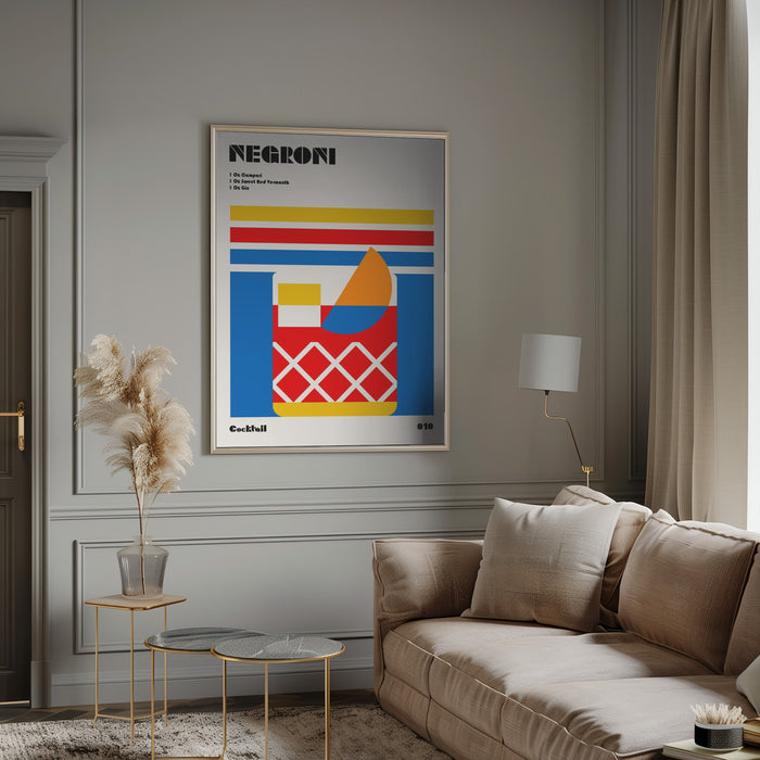 Negroni Bauhaus Cocktail Framed Art Wall Decor