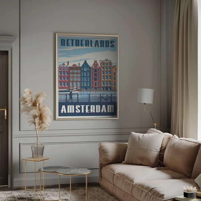 Amsterdam Travel Print Framed Art Modern Wall Decor