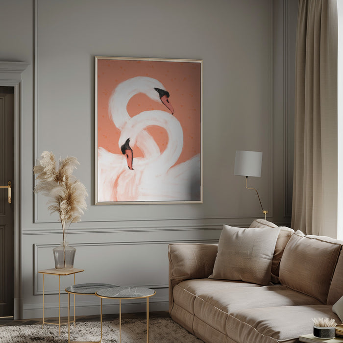 Swans Framed Art Modern Wall Decor