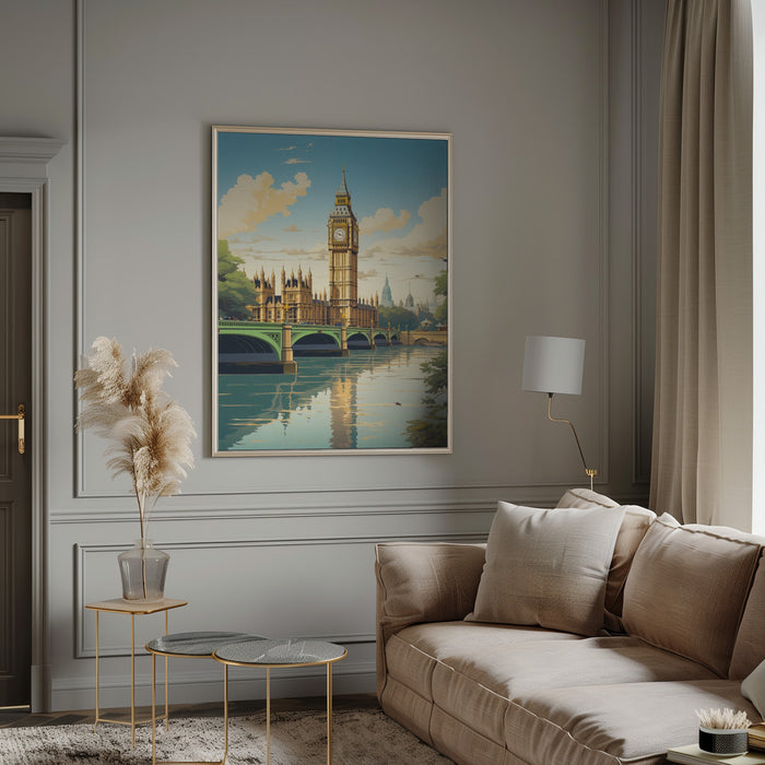 View of London Framed Art Modern Wall Decor