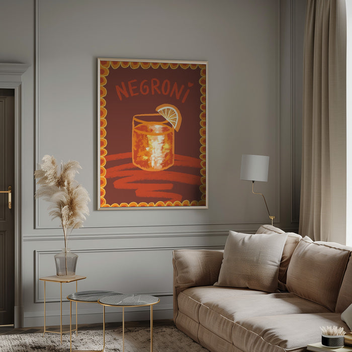 Cocktail Negroni Framed Art Modern Wall Decor