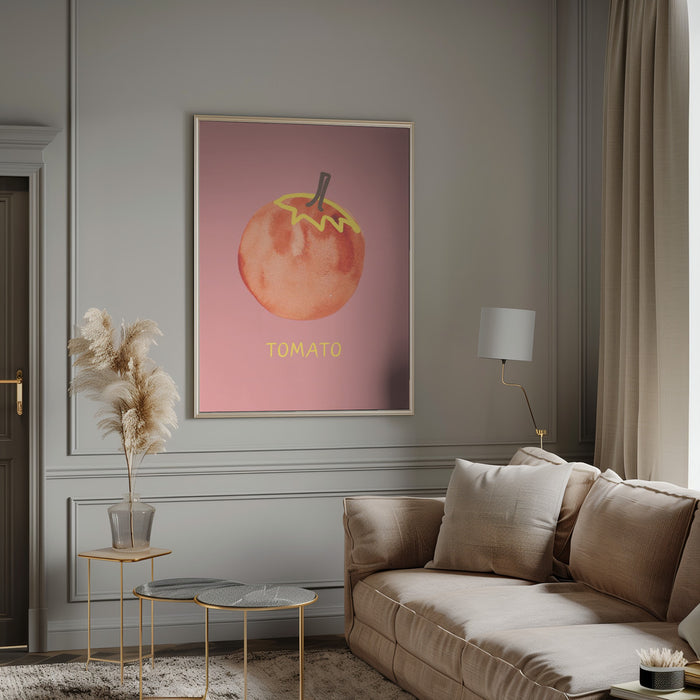 Tomato in Pink Framed Art Modern Wall Decor