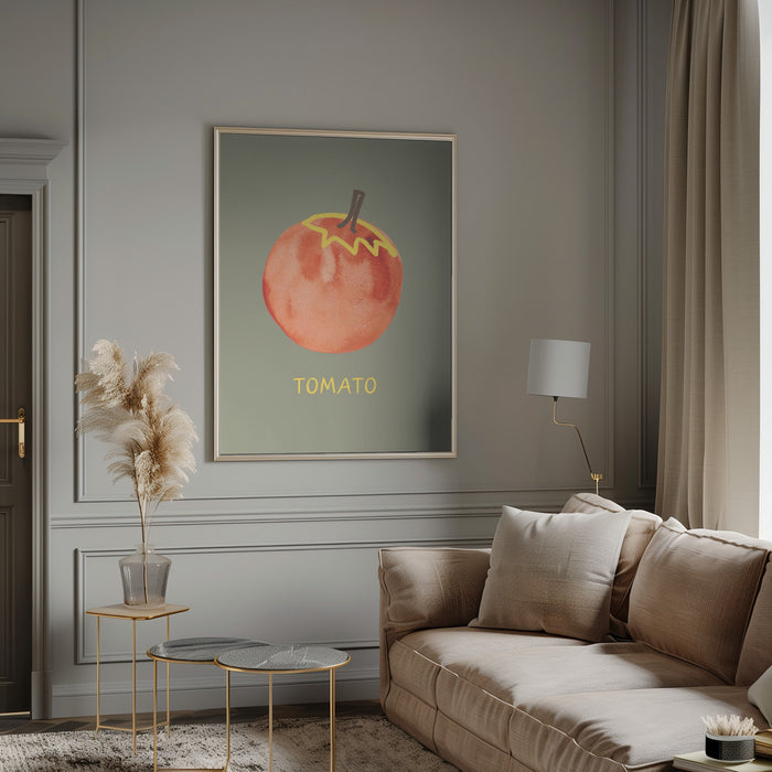 Tomato in Green Framed Art Modern Wall Decor