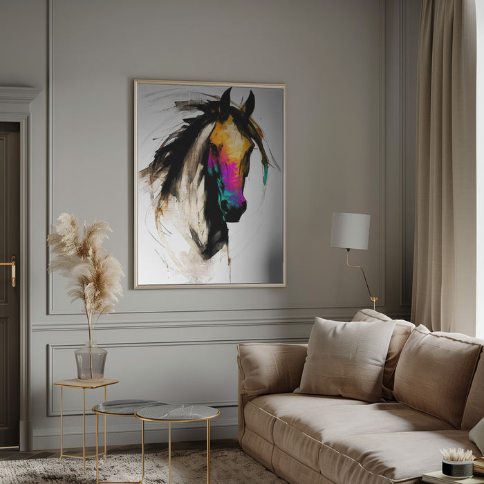 Horse Wild Tribal Illustration Art 01 Framed Art Modern Wall Decor