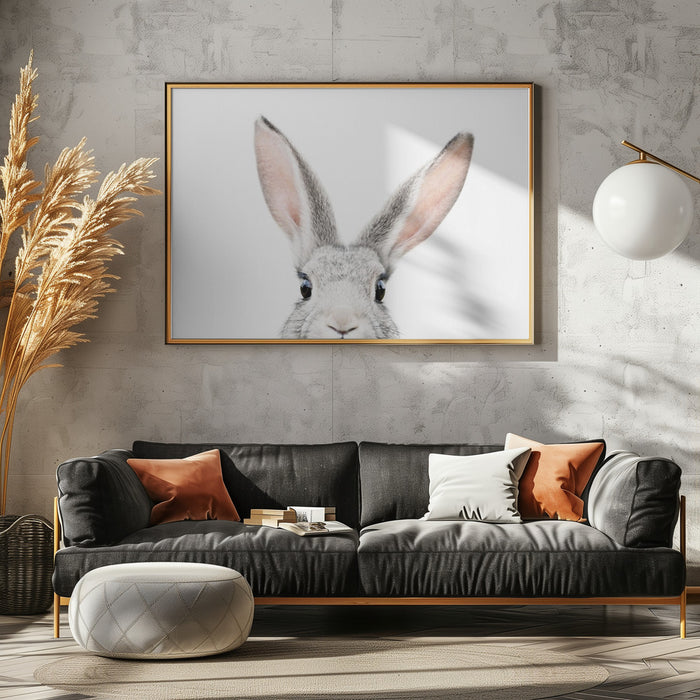 Bunny Landscape Framed Art Peeking Bunny with Scenic Background - Perfect Wall Decor for Any Room