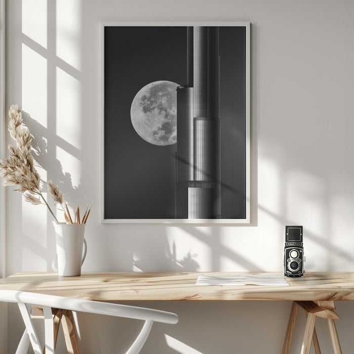 Super moon Burjkhalifa Framed Art Wall Decor