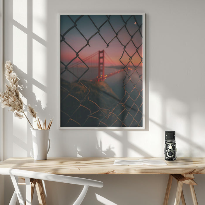 Golden Gate Caged Framed Art Wall Decor