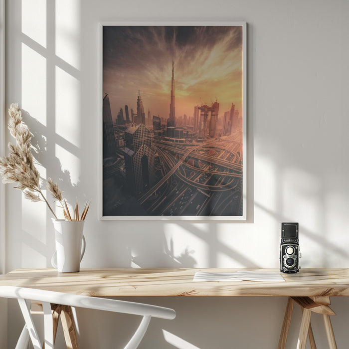 Dubai's Fiery sunset Framed Art Wall Decor