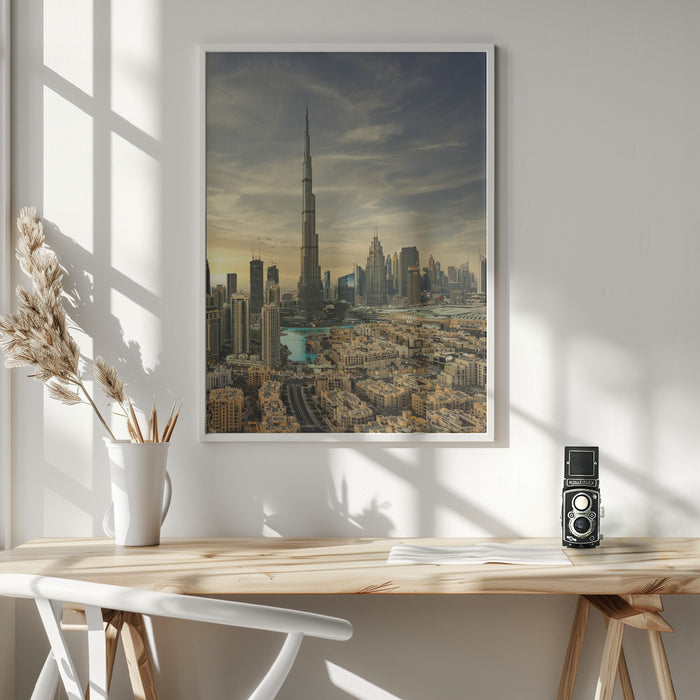 Downtown sunset view Framed Art Wall Decor