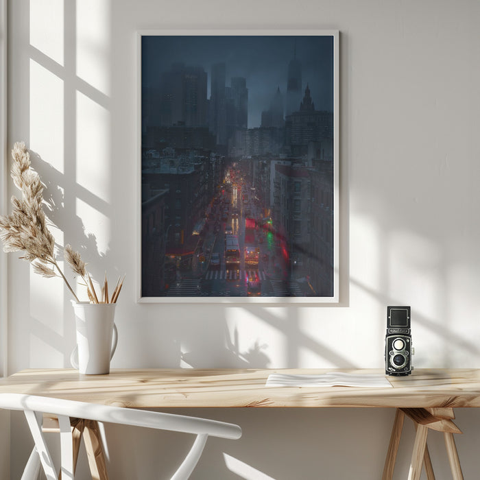 Raining China Town Framed Art Wall Decor