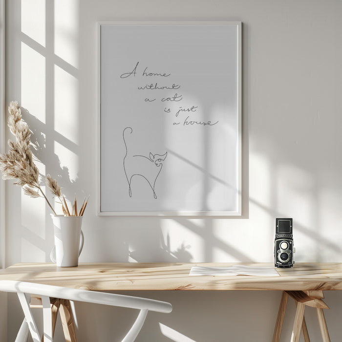 Without a cat Framed Art Wall Decor